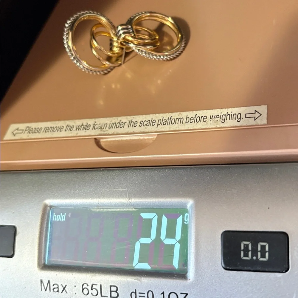 TWO-TONE TEXTURED DOUBLE LOOPED POST 1.5" EARRINGS - Picture 7 of 9